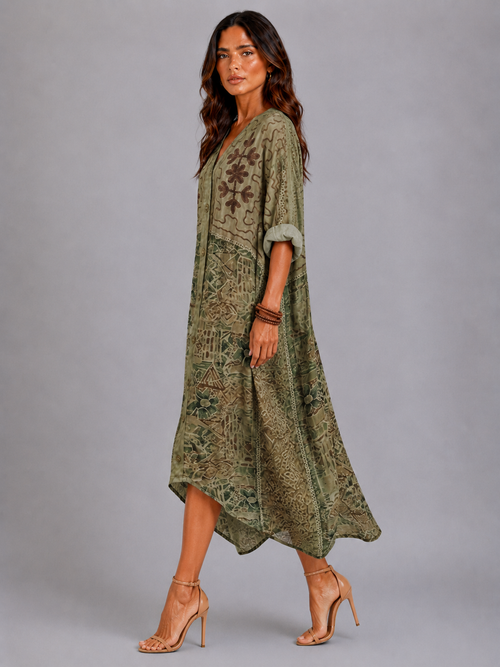 Aleta | Vestido Midi Oversize con Botones y Bolsillos