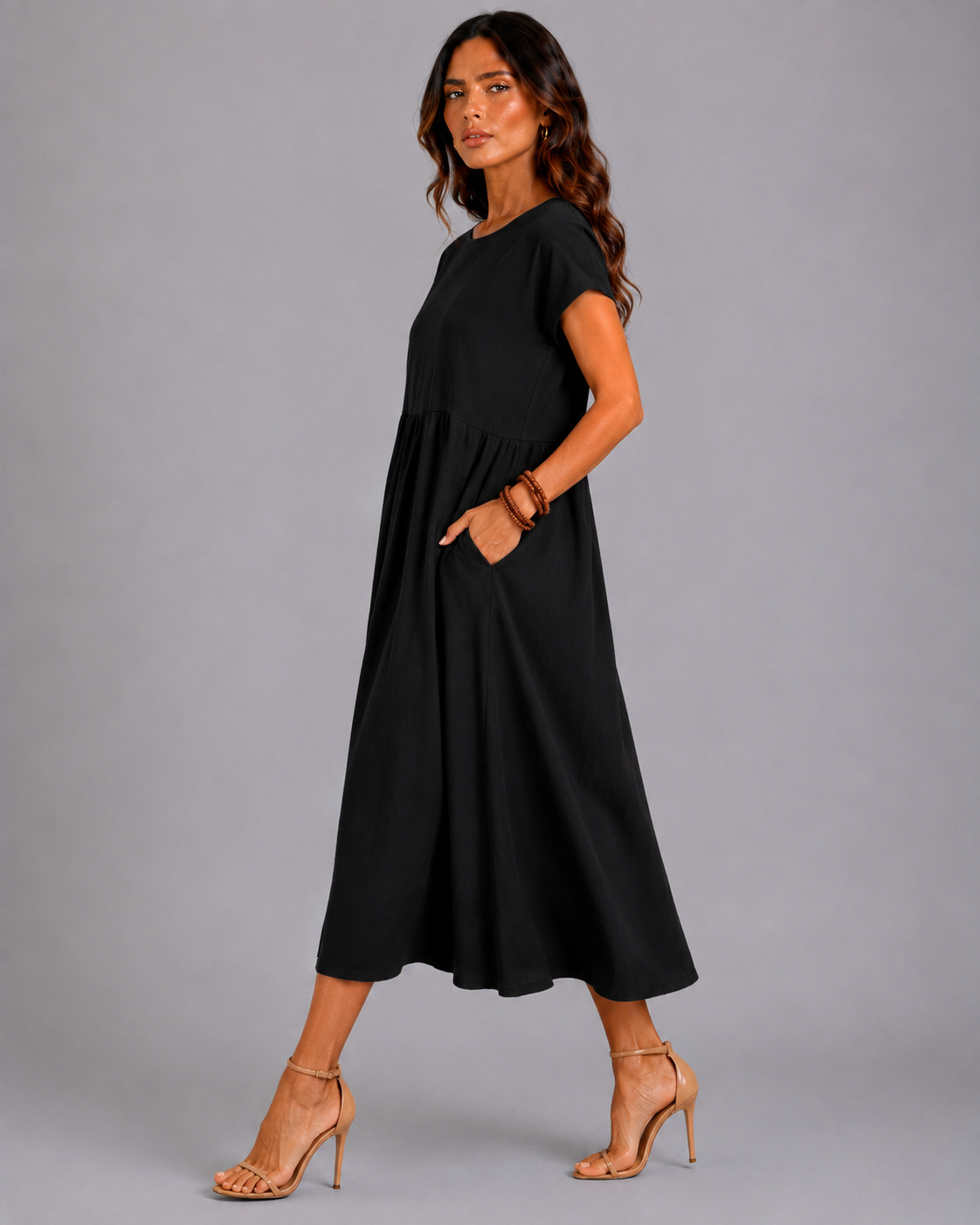 Gabrielle | Vestido Midi Fluido de Elegancia Atemporal