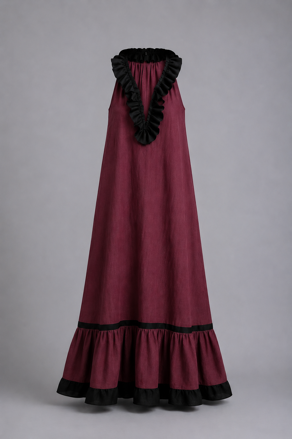 Miranda | Vestido Maxi Sin Mangas con Cuello con Volante y Contraste 7 colores