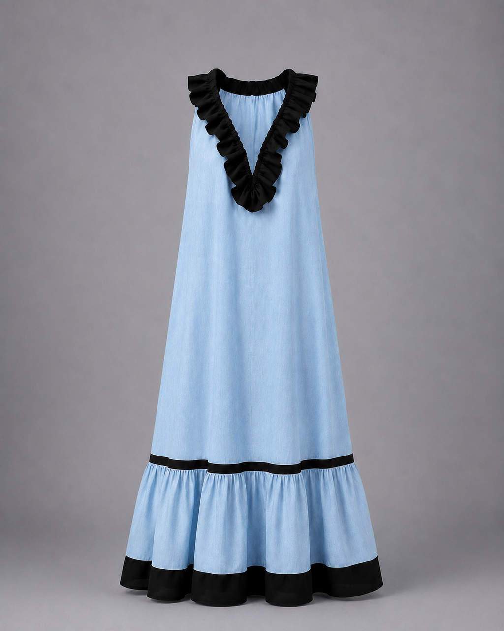 Miranda | Vestido Maxi Sin Mangas con Cuello con Volante y Contraste 7 colores