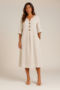 Lina | Vestido con Botones y Tablas de Caja