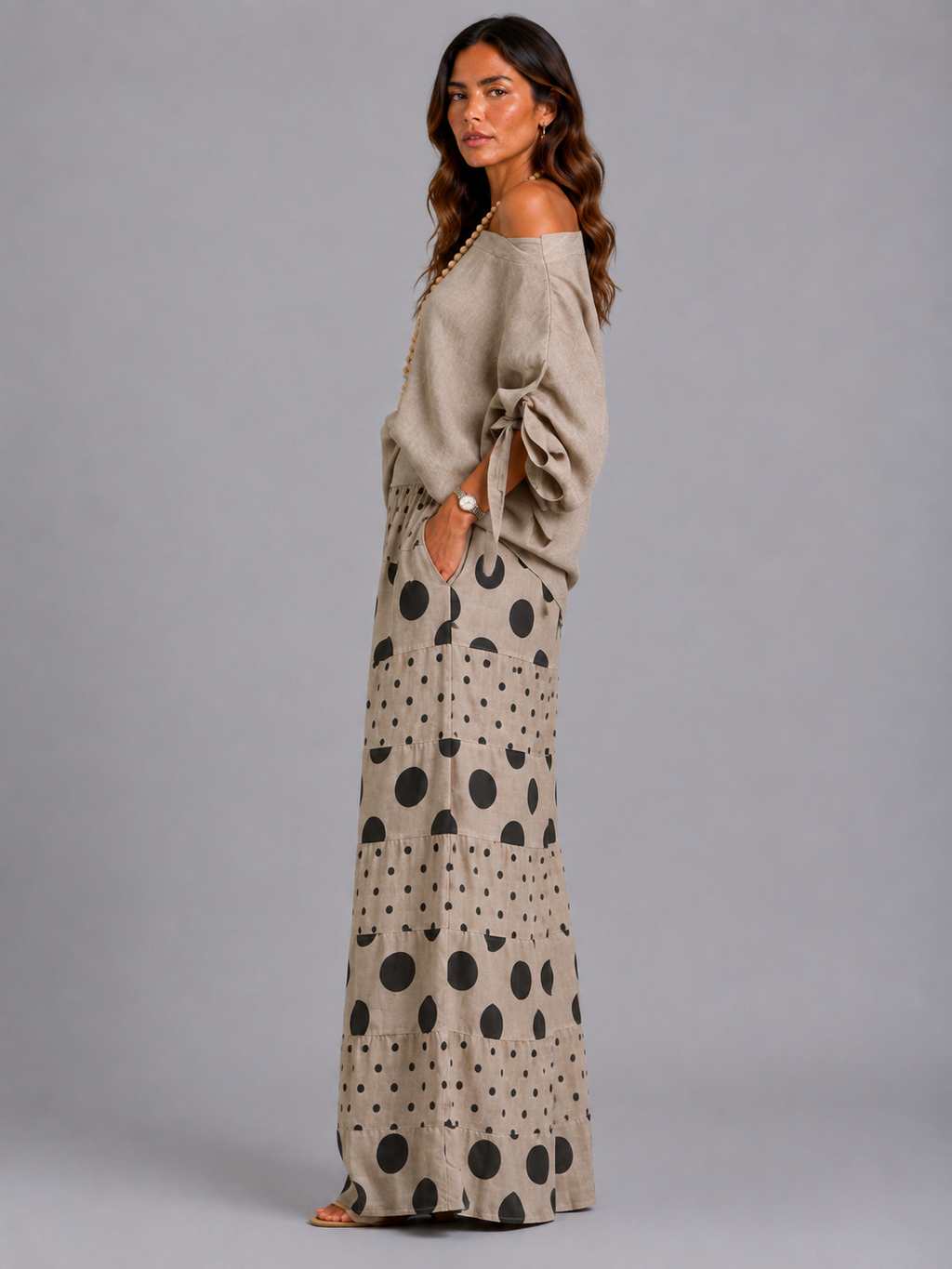 Simonetta | Coordinato Top Spalle Morbide + Pantalone Stampato