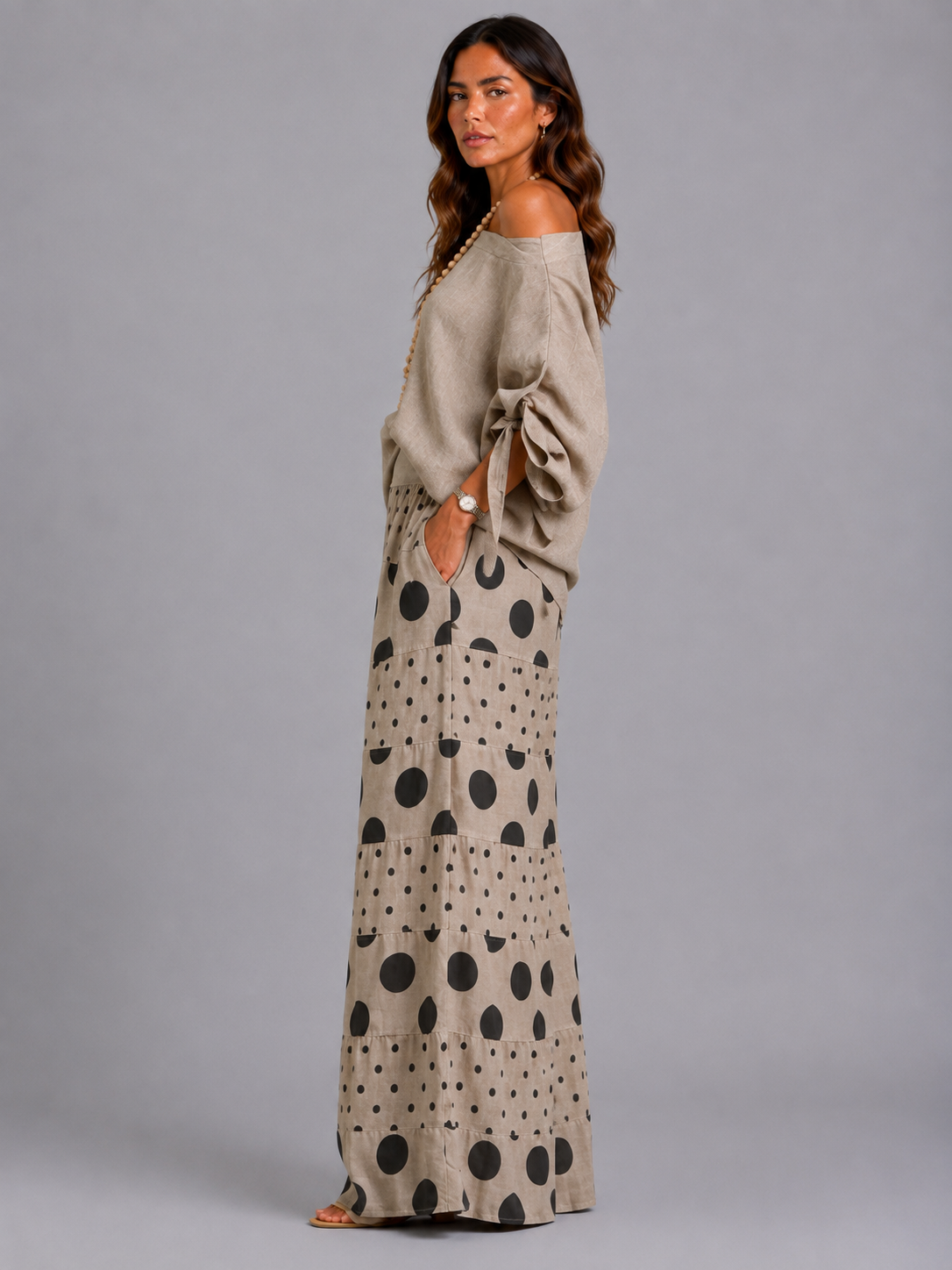 Simonetta | Coordinato Top Spalle Morbide + Pantalone Stampato