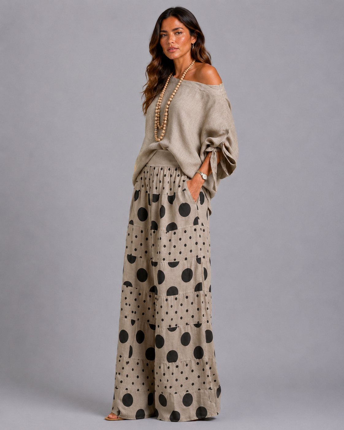 Simonetta | Coordinato Top Spalle Morbide + Pantalone Stampato