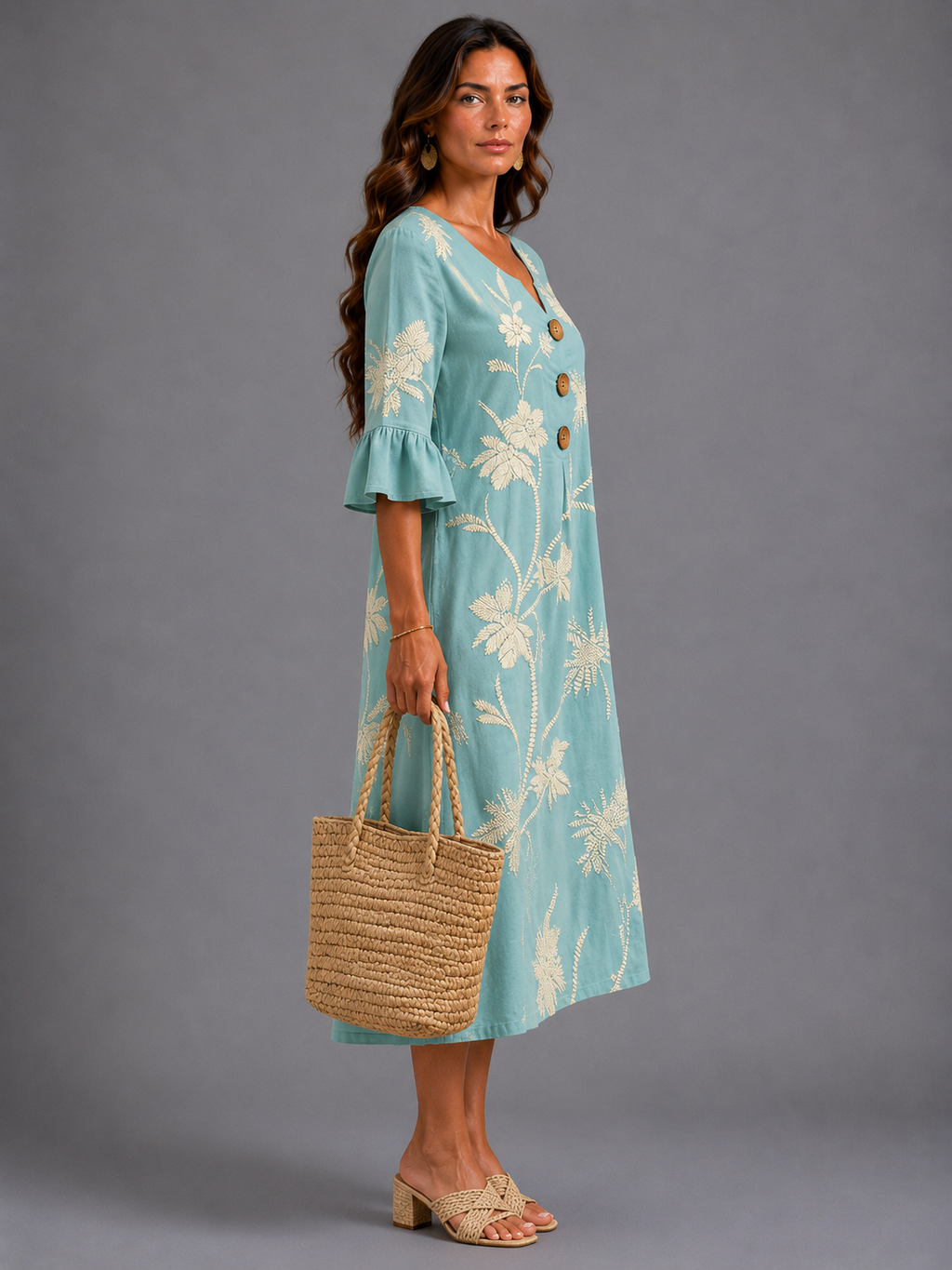 Fiorenza | Vestido Midi con Bordado Floral