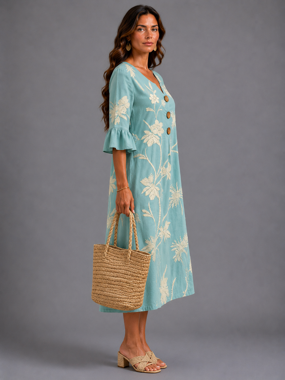 Fiorenza | Vestido Midi con Bordado Floral