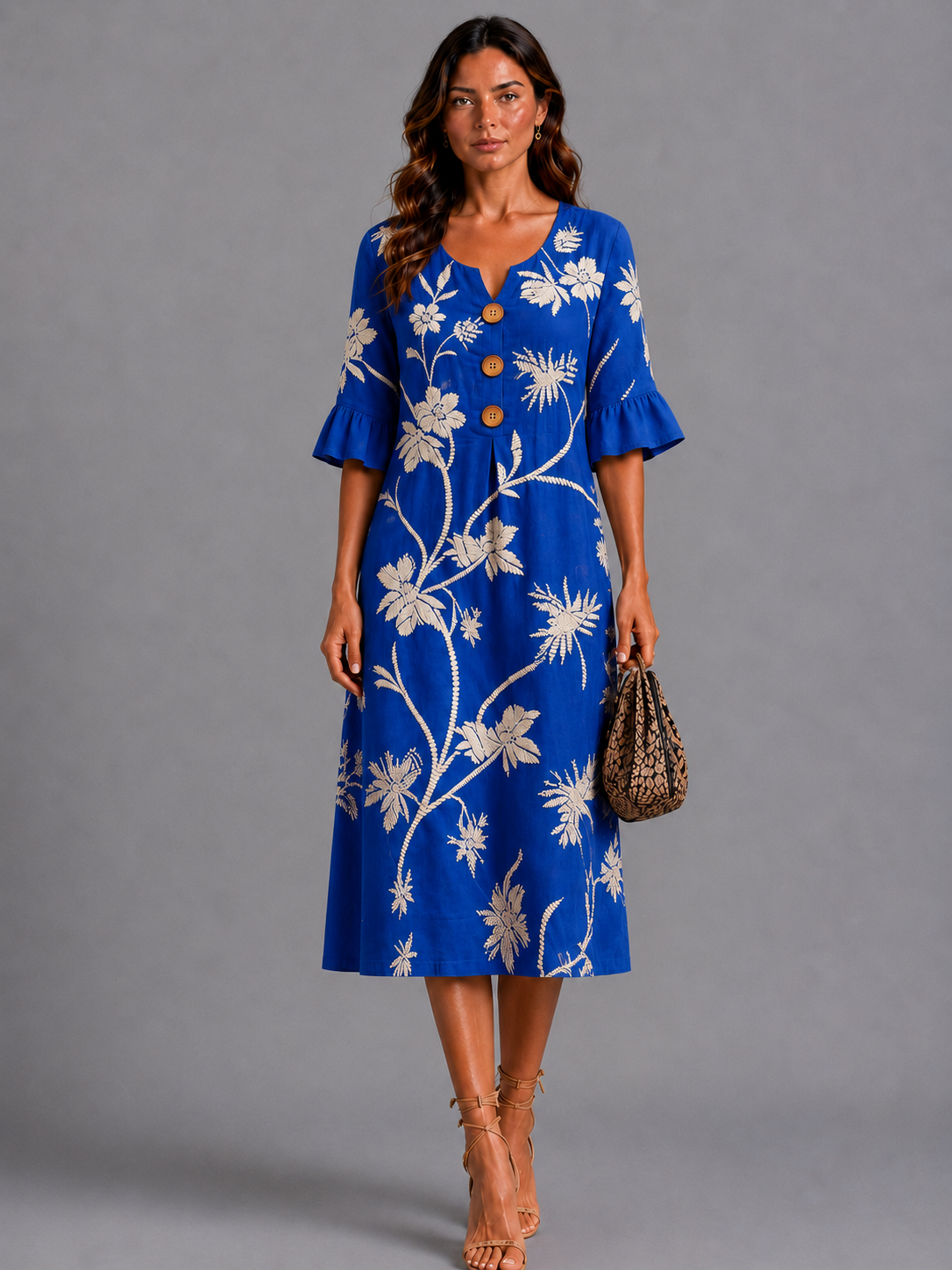 Fiorenza | Vestido Midi con Bordado Floral