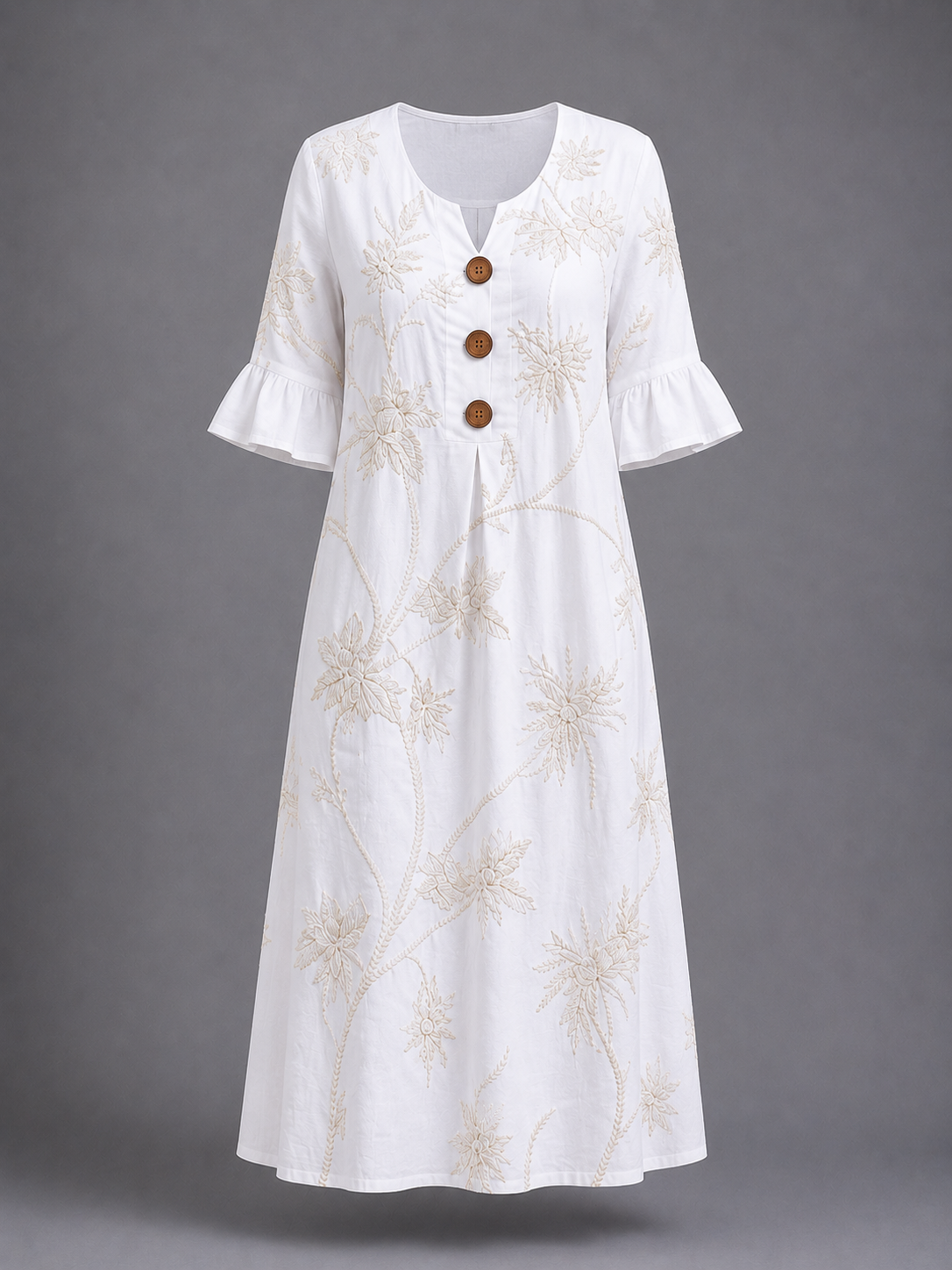 Fiorenza | Vestido Midi con Bordado Floral