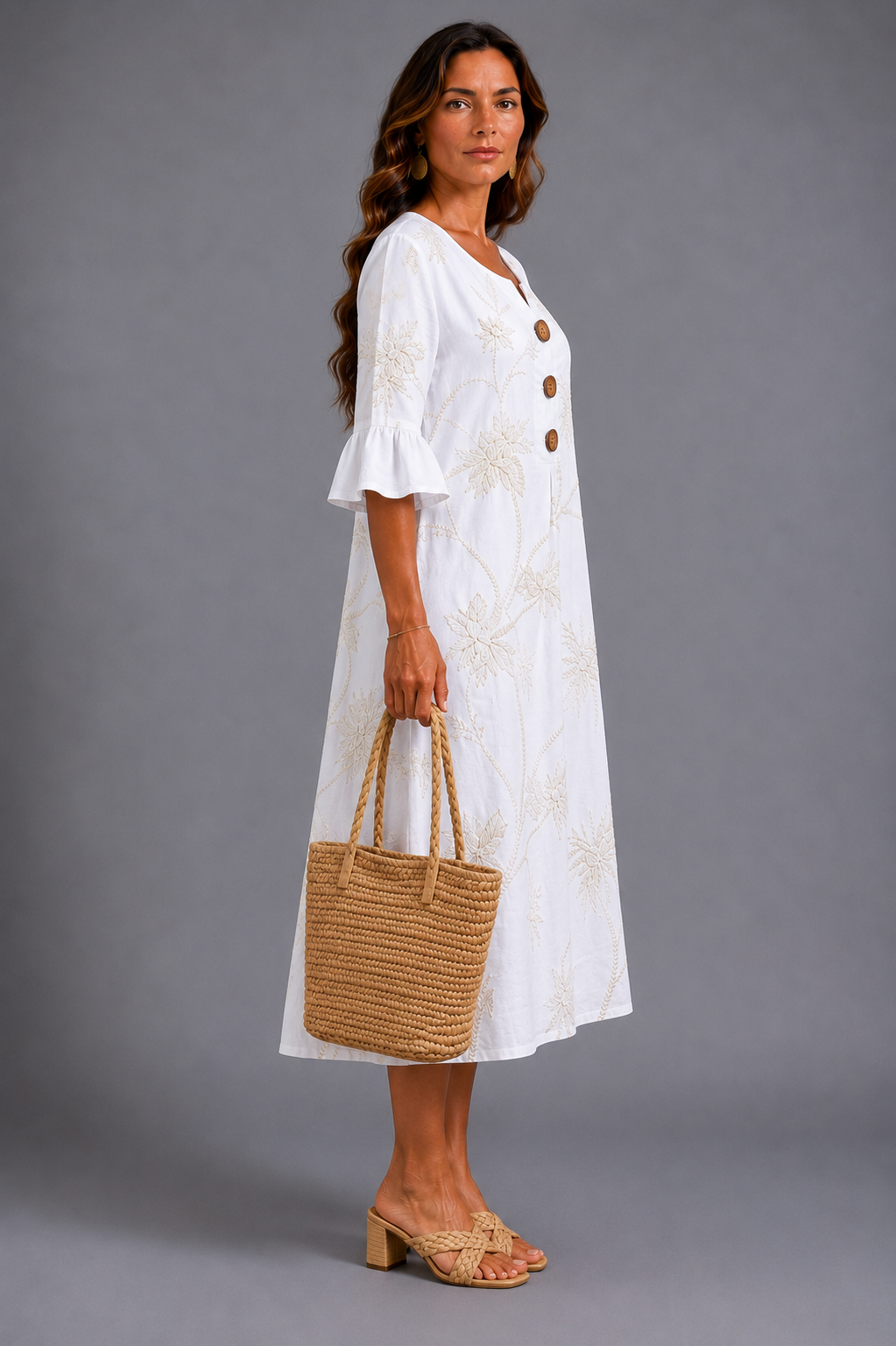 Fiorenza | Vestido Midi con Bordado Floral