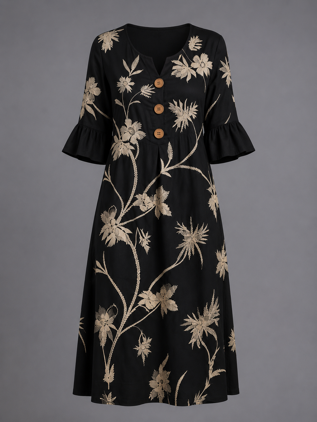 Fiorenza | Vestido Midi con Bordado Floral