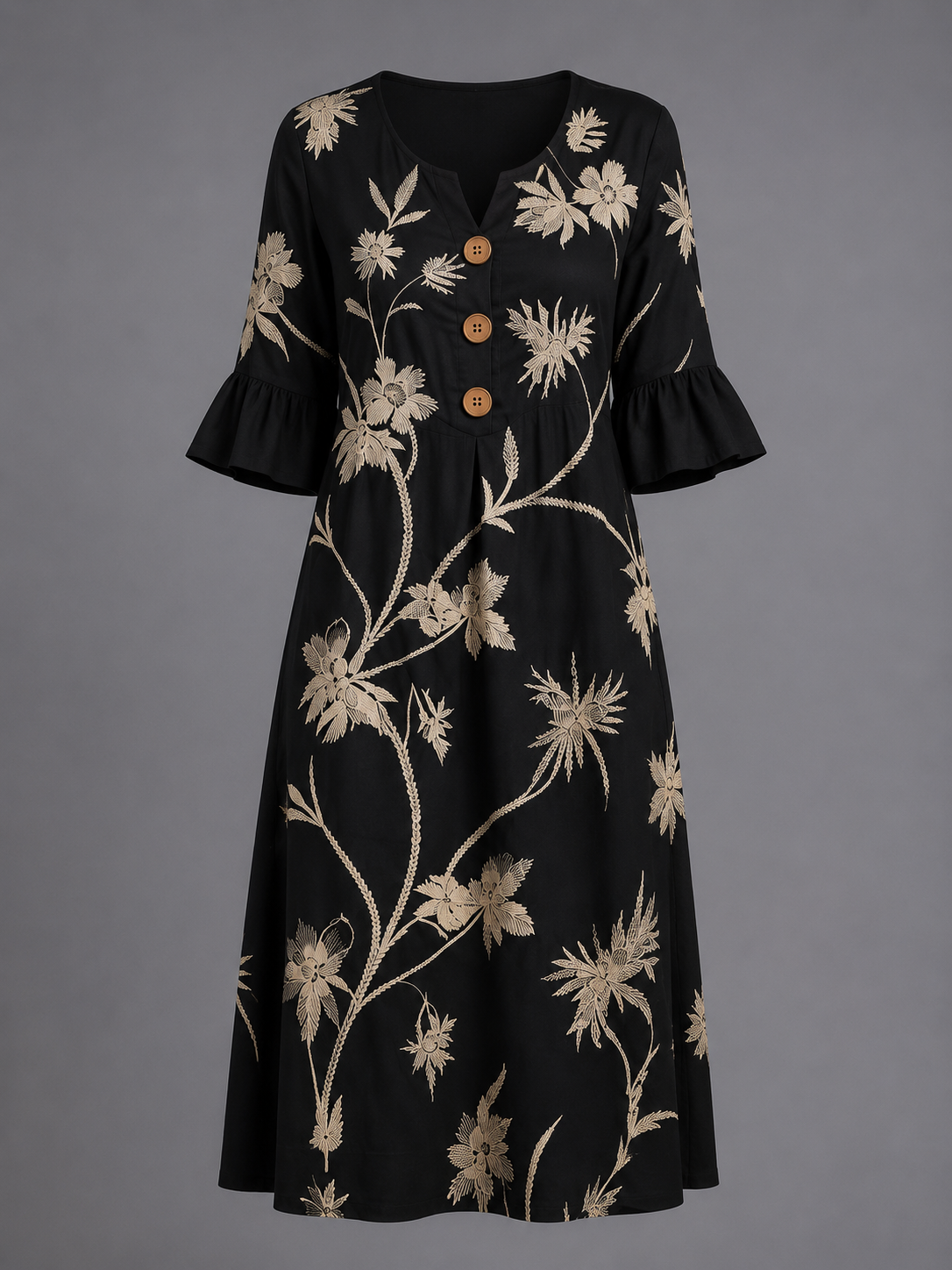 Fiorenza | Vestido Midi con Bordado Floral