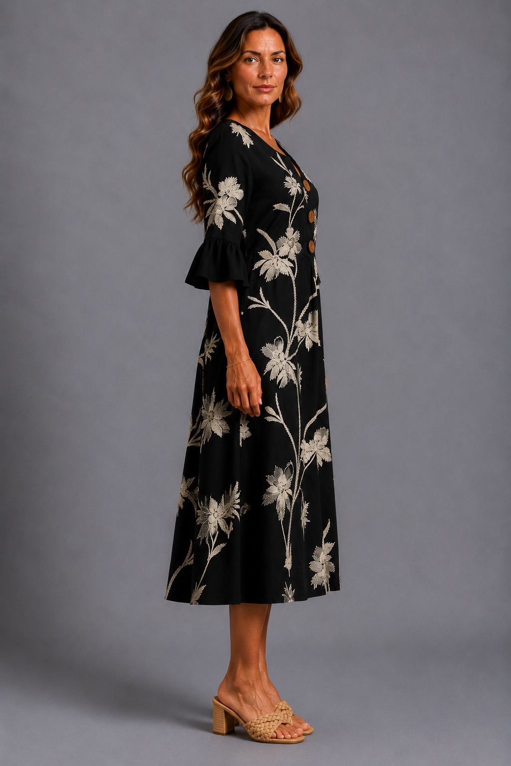 Fiorenza | Vestido Midi con Bordado Floral