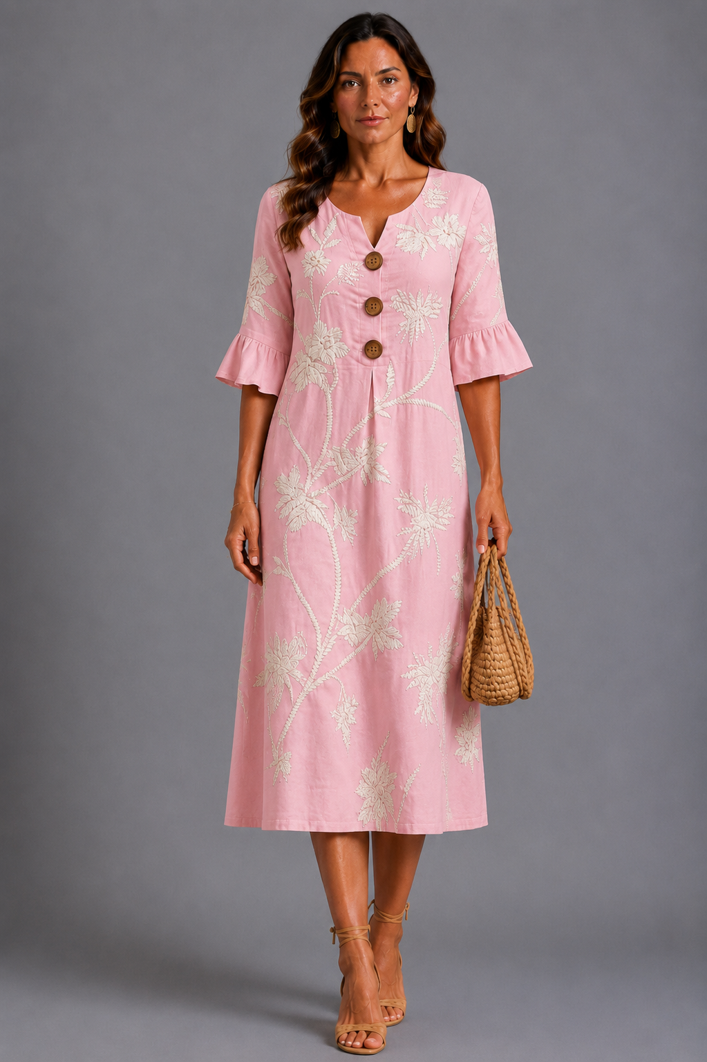 Fiorenza | Vestido Midi con Bordado Floral