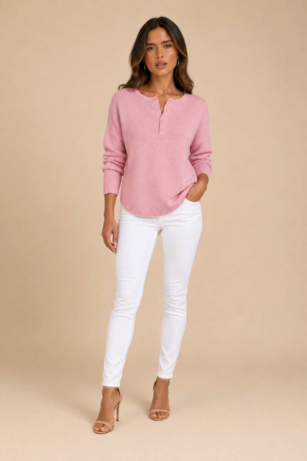 Helena | Jersey de Punto con Botones Henley