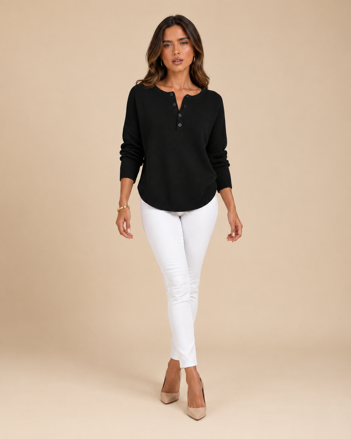 Helena | Jersey de Punto con Botones Henley