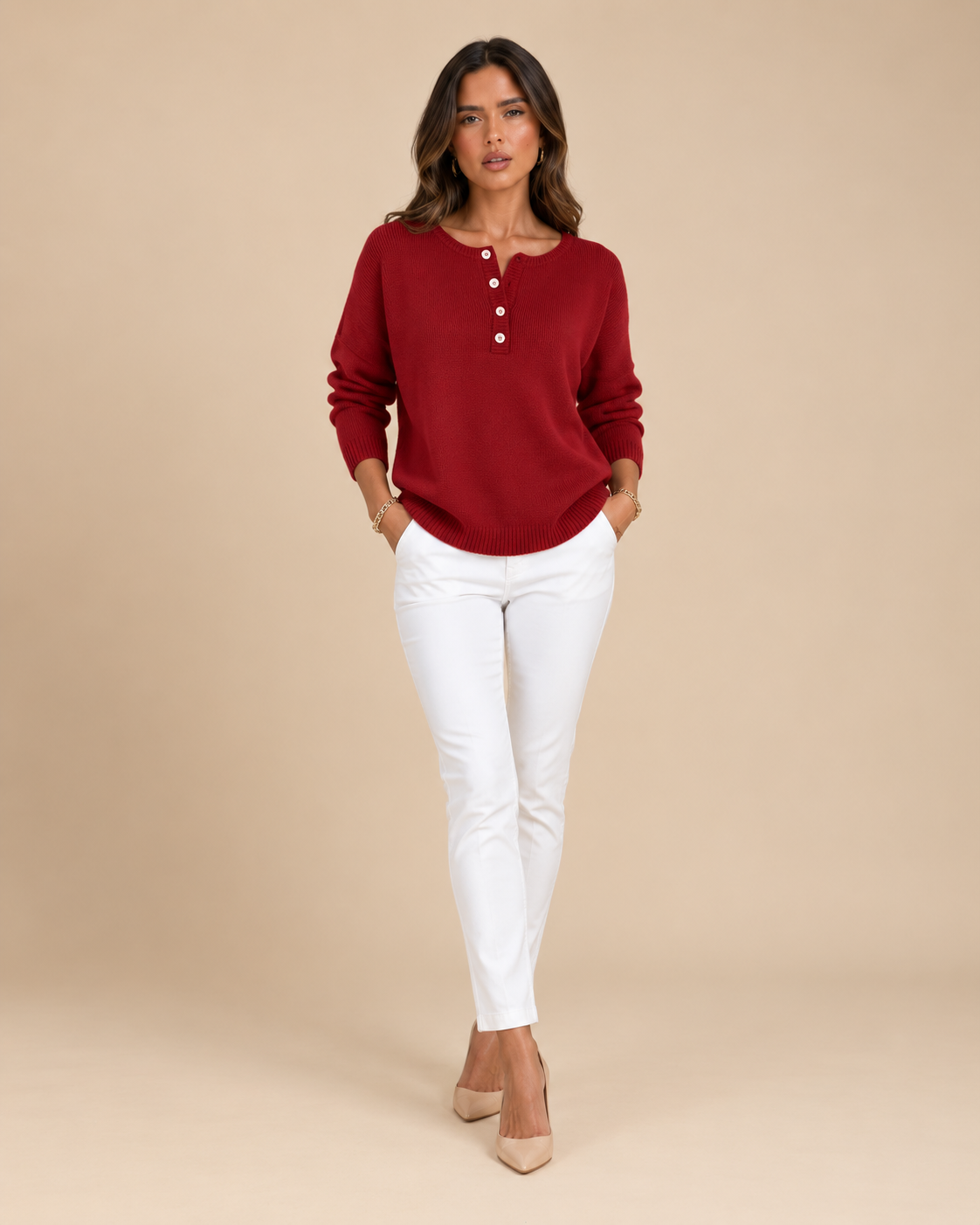 Helena | Jersey de Punto con Botones Henley
