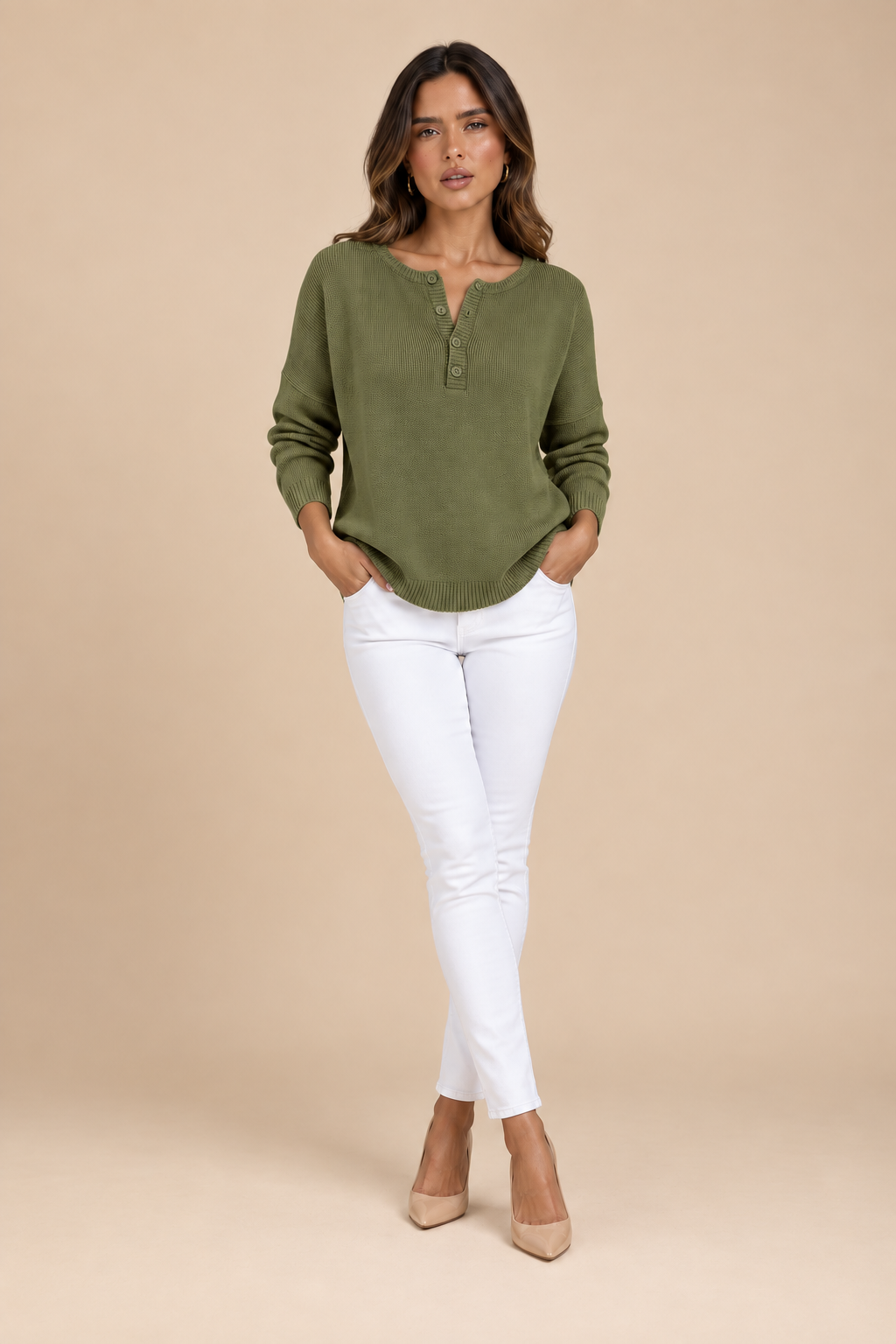 Helena | Jersey de Punto con Botones Henley
