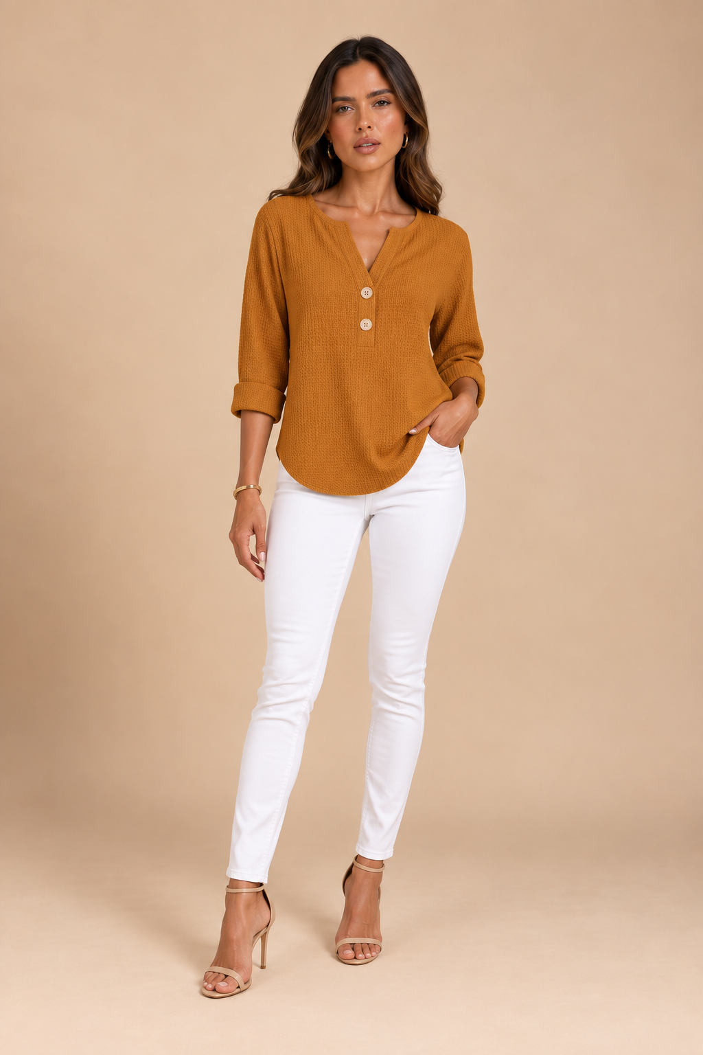 Amabile | Jersey Henley Texturizado con Botones