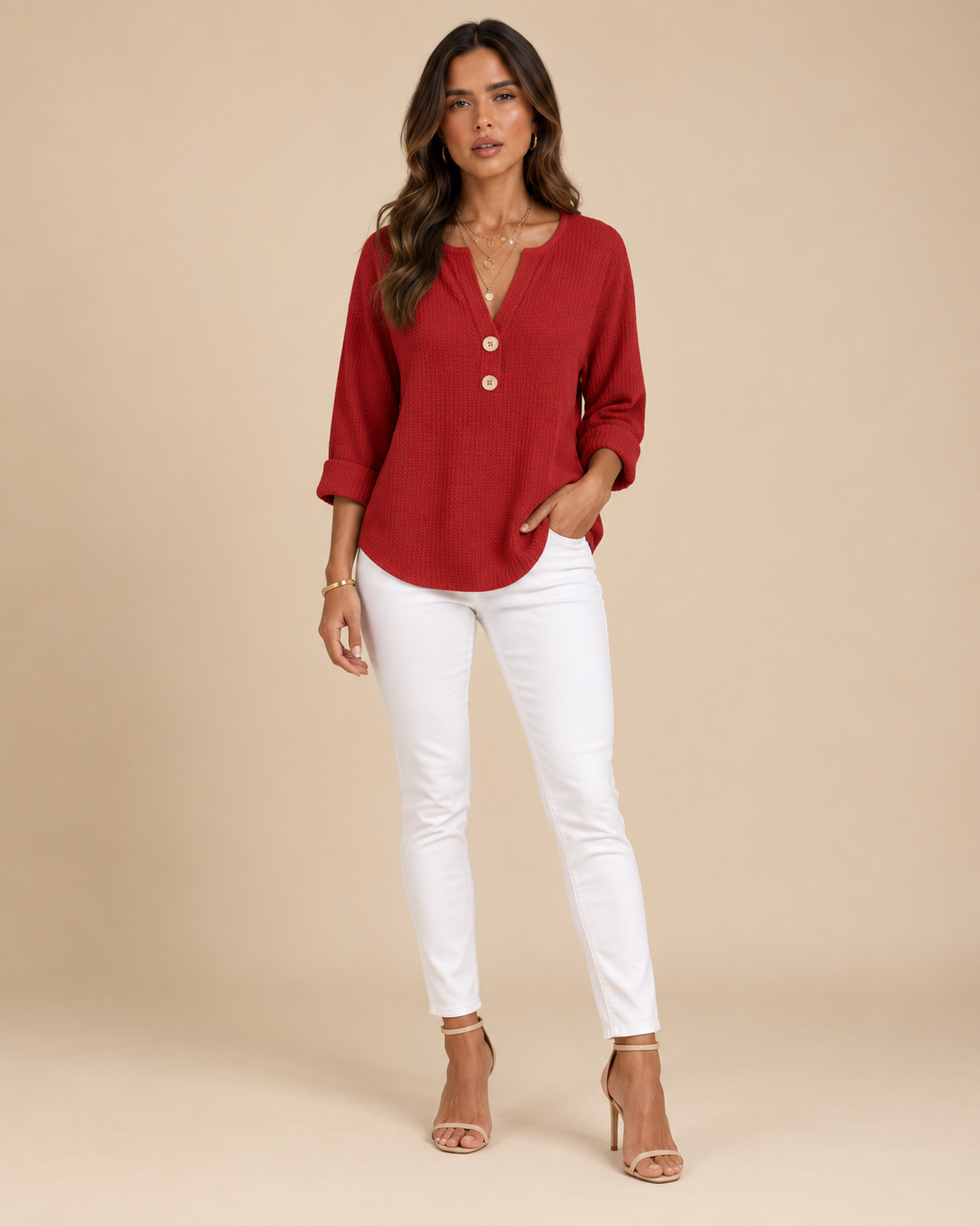 Amabile | Jersey Henley Texturizado con Botones