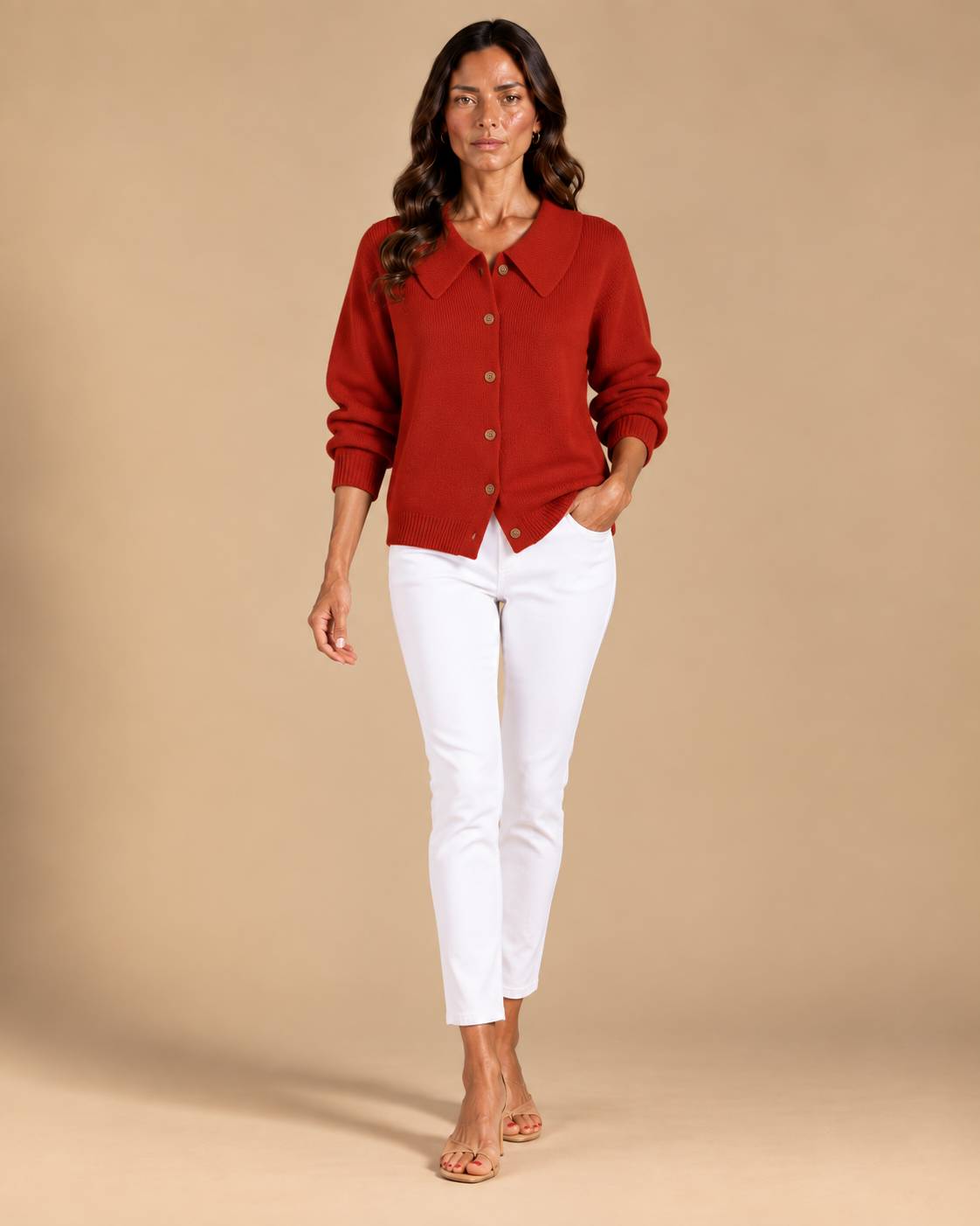 Marisa | Cardián de Punto con Cuello Tipo Camisa