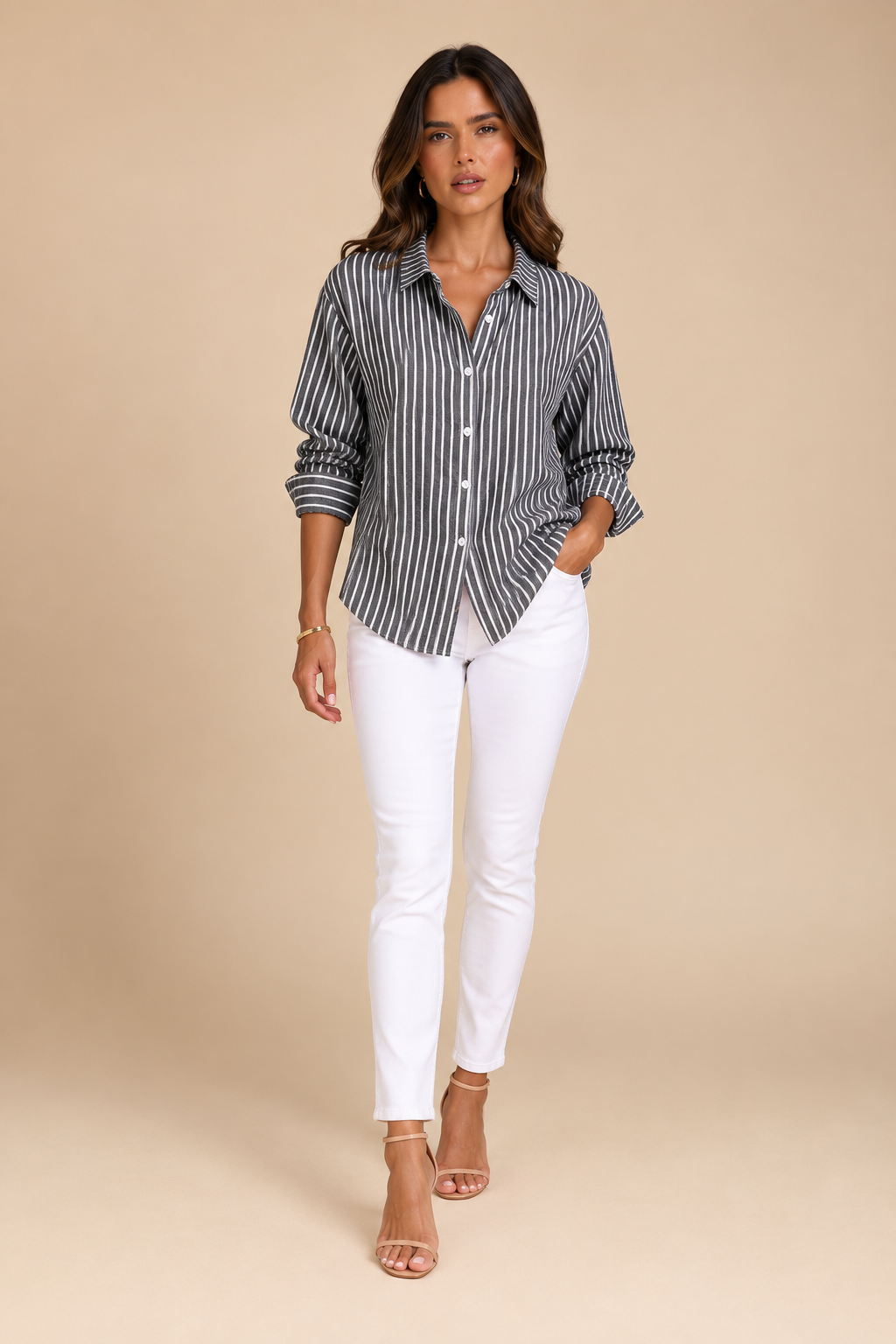 Loredana | Camisa de Rayas con Botones