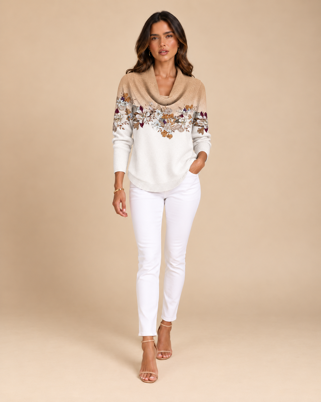 Alba | Jersey Floral con Cuello Alto