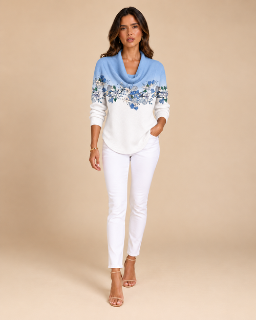 Alba | Jersey Floral con Cuello Alto