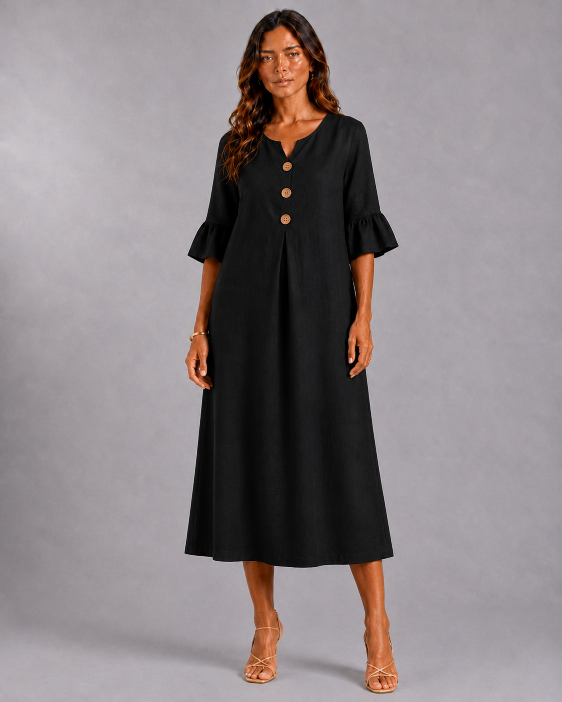 Lina | Vestido con Botones y Tablas de Caja