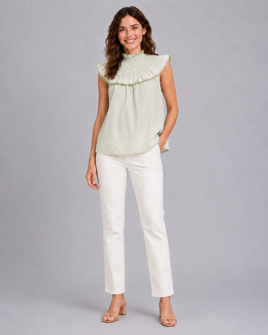 Jazmín | Camisa Rayas Verdes