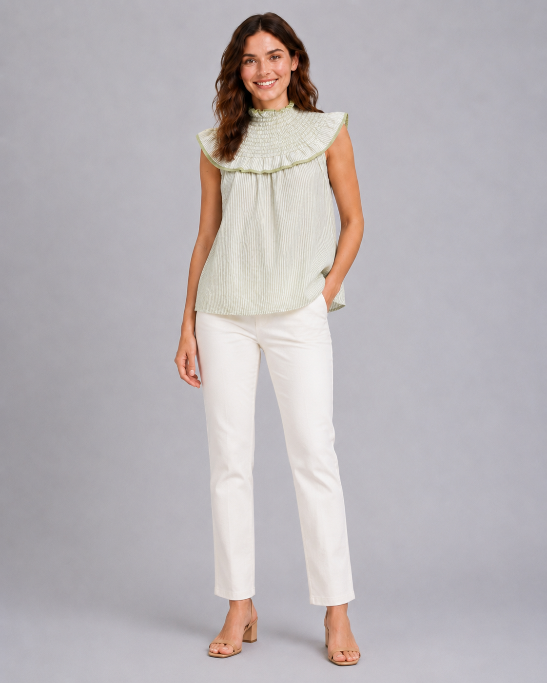 Jazmín | Camisa Rayas Verdes